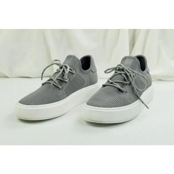 J Slides Women's Lace Up Mesh Fabric Embellished Heel Logo Gray Fashion Sneakers - Picture 1 of 12